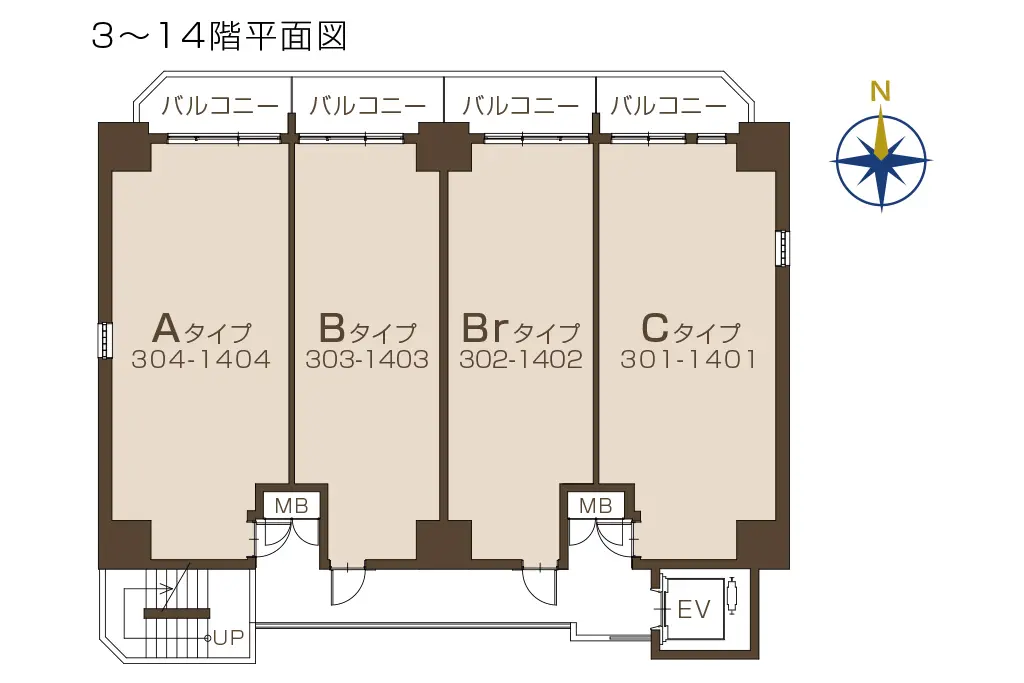 3～14階平面図