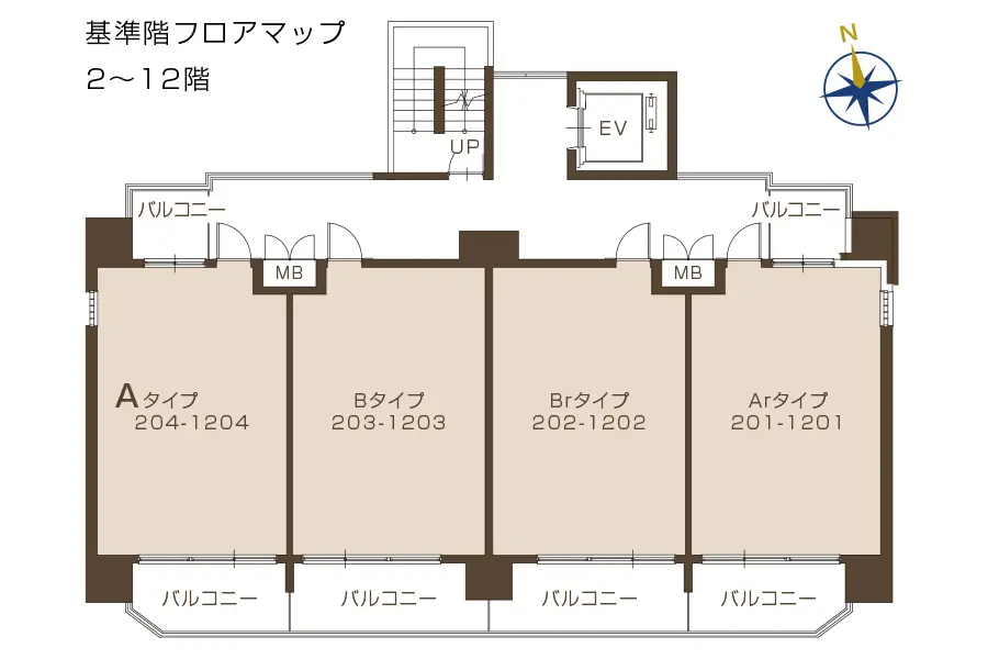 基準階フロアマップ　2～12階