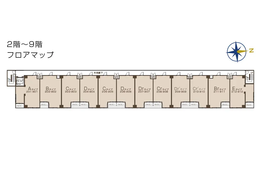 2階～9階 フロアマップ