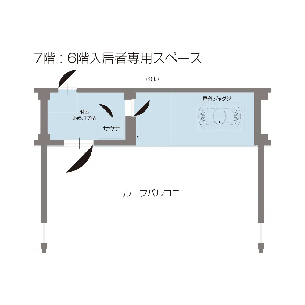 7階 : 6階入居者専用スペース