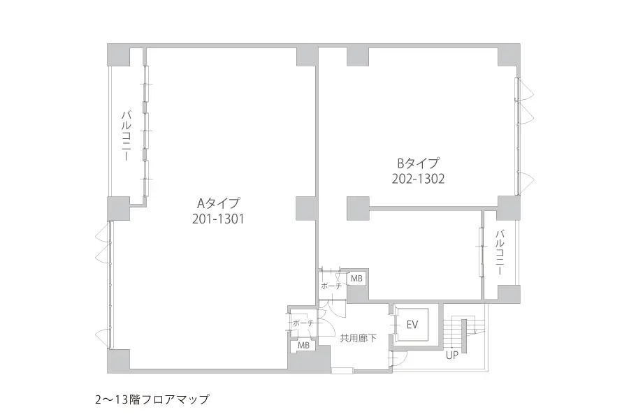 2階～13階 フロアマップ